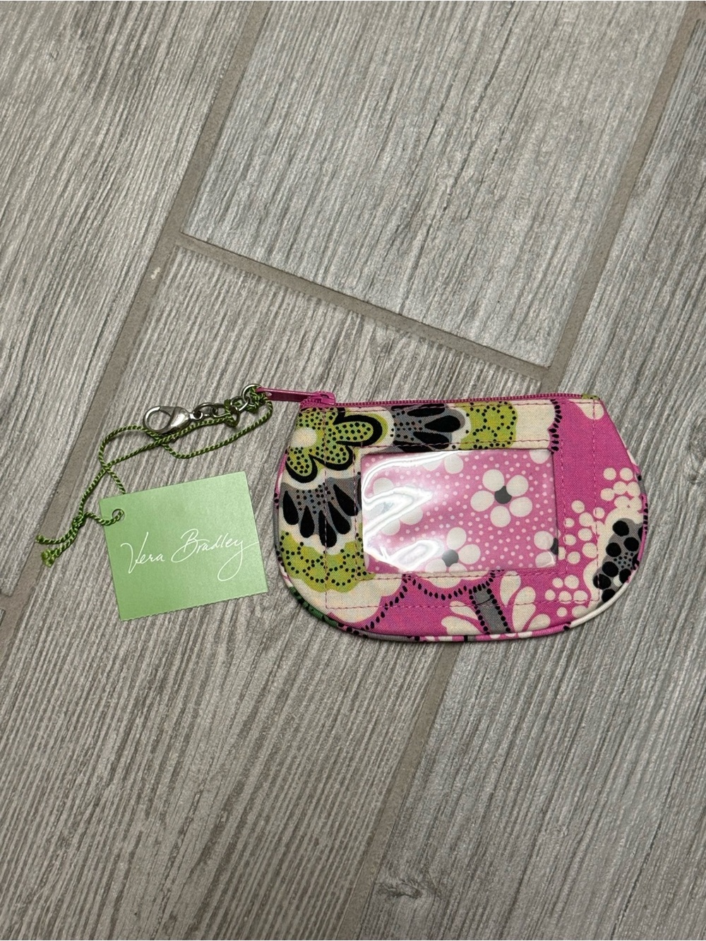Vera Bradley clip Zip ID Case - retired Priscilla Pink pattern